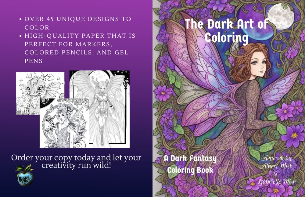 Dark Fantasy Coloring Book Cover Front and Back
