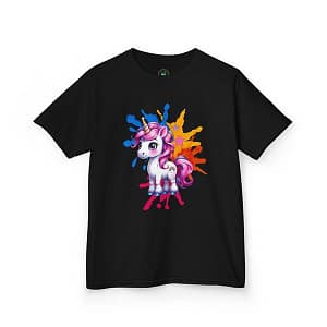 Rainbow Unicorn T-shirt Black Front