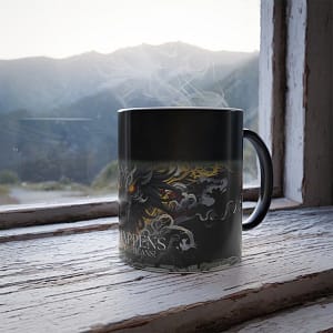 Tribal Dragon Color-Morphing Mug mid-change