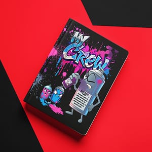 My Crew Journal on bright red and black background