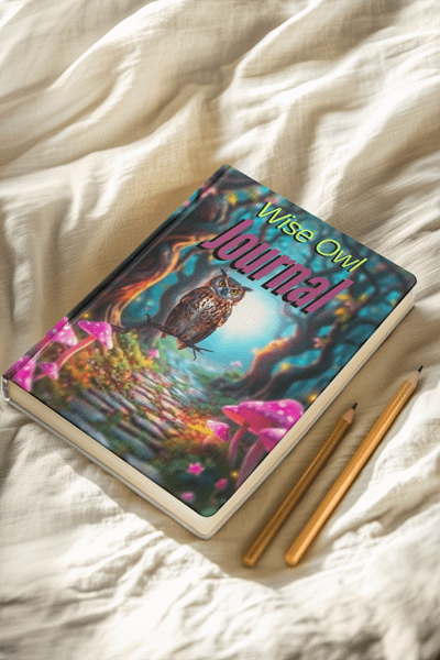 Wise Owl Journal on bed