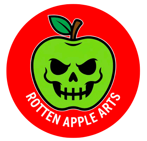 RAA Round Red Background Green Apple