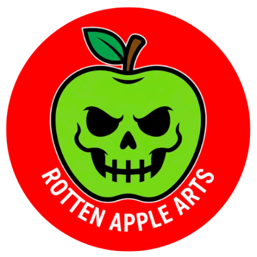 RAA Round Red Background Green Apple