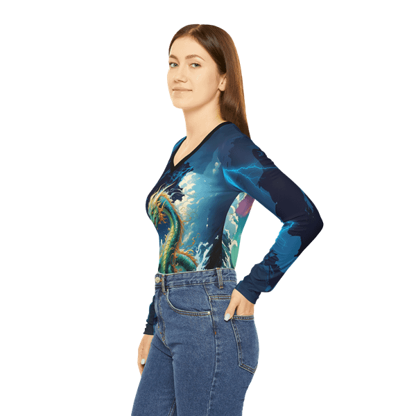 Water Dragon Long Sleeve V-neck Shirt - Image 3