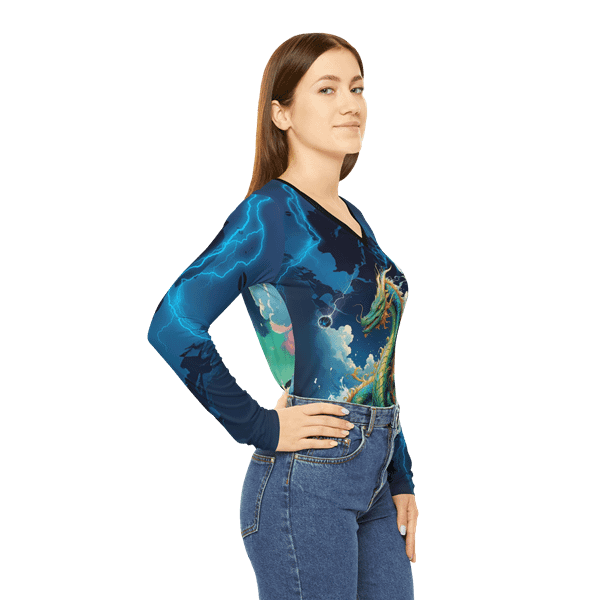 Water Dragon Long Sleeve V-neck Shirt - Image 5