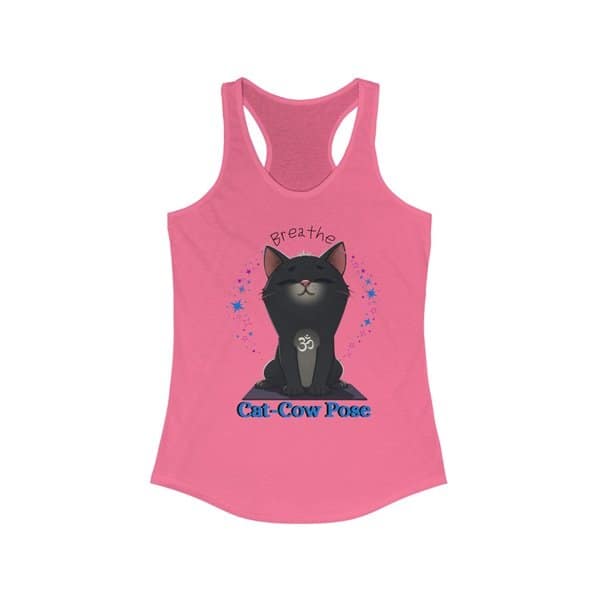 Cat-Cow Racerback tank Front hot pink