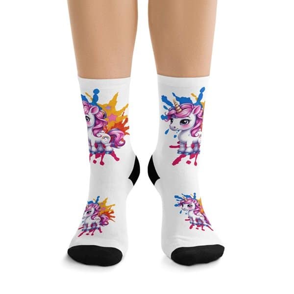 Rainbow Unicorn Kids Socks Front