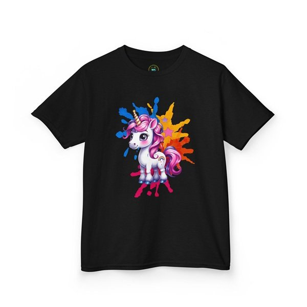Rainbow Unicorn T-shirt Black Front