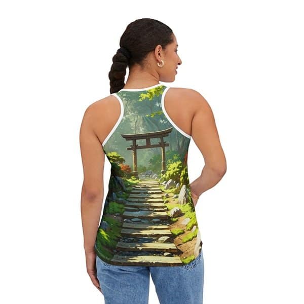 Serene Garden Racer Tank Top Person Back