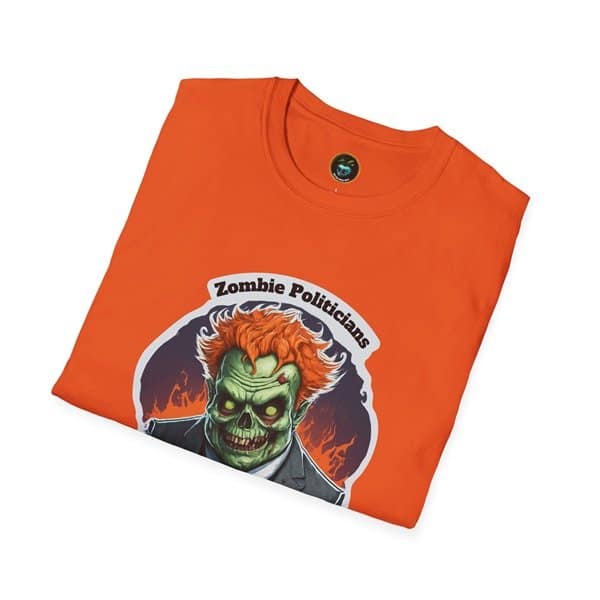Zombie Politician T-shirt Orange Folded