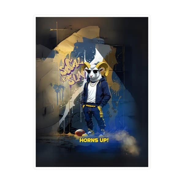 Horns Up Sticker Front, 6_ x 8_