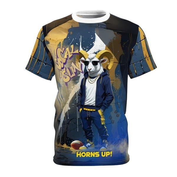 Horns Up T-shirt Flat Front, White stitching