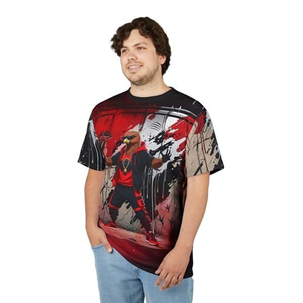 Rise Up Tee Person 1 Front, Black stitching