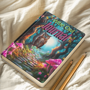 Wise Owl Journal on bed