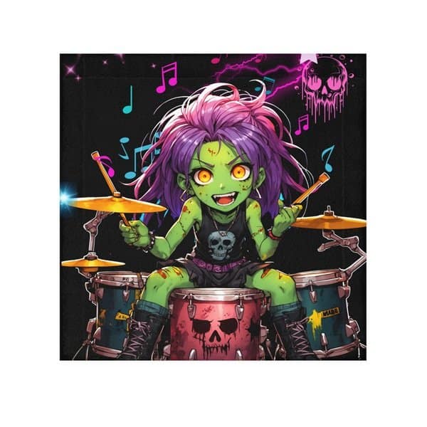 Zombees Ellie Cortez Drummer Face Towel Front view