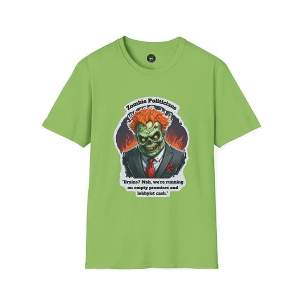 Zombie Politician T-shirt Lime Green Front