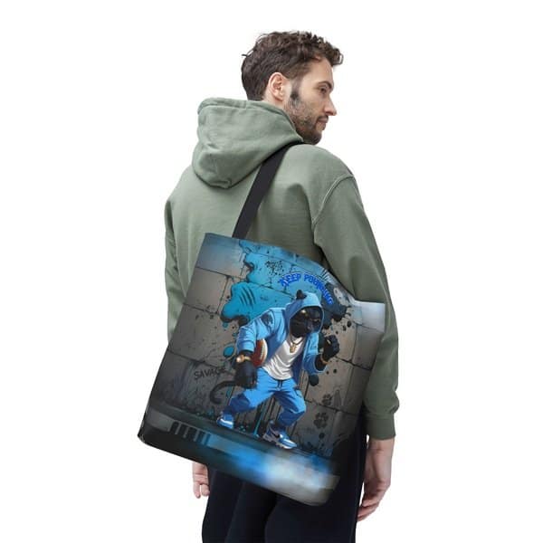 Keep Pounding Tote Bag Person 4, 18_ × 18'', Black