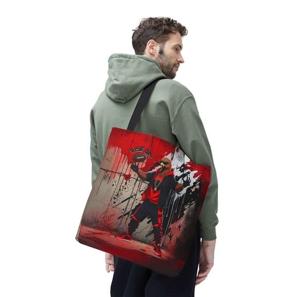 Rise Up Tote Bag Person 4, 18_ × 18'', Black